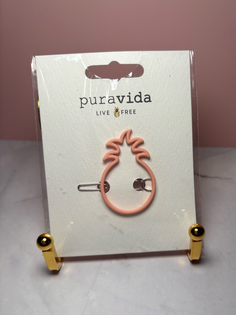🍍 Pura Vida Pineapple Shaped Hair Barrette - Salmon NWT